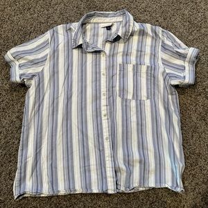 Striped Button Down T-Shirt - M